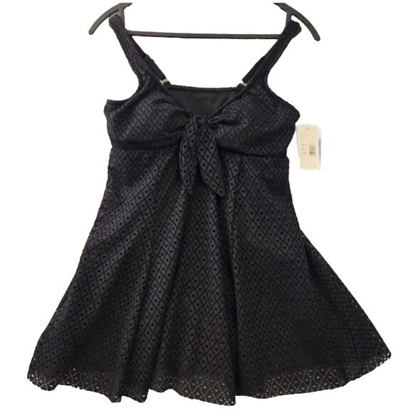 Swim Solutions Crochet Bow Front Black Swim Dress Size 8 New with tags - Picture 3 of 5